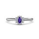 1 - Elsa Rainbow Oval Cut Iolite and Round Diamond Sunburst Halo Promise Ring 