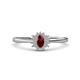 1 - Elsa Rainbow Oval Cut Red Garnet and Round Diamond Sunburst Halo Promise Ring 