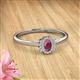 2 - Elsa Rainbow Oval Cut Rhodolite Garnet and Round Diamond Sunburst Halo Promise Ring 
