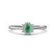 1 - Elsa Rainbow Oval Cut Emerald and Round Diamond Sunburst Halo Promise Ring 