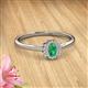 2 - Elsa Rainbow Oval Cut Emerald and Round Diamond Sunburst Halo Promise Ring 