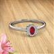2 - Elsa Rainbow Oval Cut Ruby and Round Diamond Sunburst Halo Promise Ring 