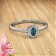 2 - Elsa Rainbow Oval Cut London Blue Topaz and Round Diamond Sunburst Halo Promise Ring 