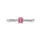 1 - Greta Desire Emerald Cut Pink Tourmaline and Round Diamond Engagement Ring 