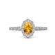1 - Flora Desire Oval Cut Citrine and Round Diamond Vintage Scallop Halo Engagement Ring 
