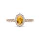 1 - Flora Desire Oval Cut Citrine and Round Diamond Vintage Scallop Halo Engagement Ring 