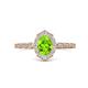 1 - Flora Desire Oval Cut Peridot and Round Diamond Vintage Scallop Halo Engagement Ring 