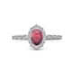 1 - Flora Desire Oval Cut Rhodolite Garnet and Round Diamond Vintage Scallop Halo Engagement Ring 