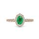 1 - Flora Desire Oval Cut Emerald and Round Diamond Vintage Scallop Halo Engagement Ring 