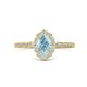 1 - Flora Desire Oval Cut Aquamarine and Round Diamond Vintage Scallop Halo Engagement Ring 