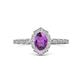 1 - Flora Desire Oval Cut Amethyst and Round Diamond Vintage Scallop Halo Engagement Ring 
