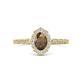 1 - Flora Desire Oval Cut Smoky Quartz and Round Diamond Vintage Scallop Halo Engagement Ring 