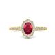 1 - Flora Desire Oval Cut Ruby and Round Diamond Vintage Scallop Halo Engagement Ring 