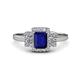 1 - Jessica Rainbow Emerald Cut Lab Created Blue Sapphire with Round and Princess Cut Diamond Engagement Ring 