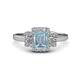 1 - Jessica Rainbow Emerald Cut Aquamarine with Round and Princess Cut Diamond Engagement Ring 