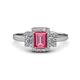 1 - Jessica Rainbow Emerald Cut Pink Tourmaline with Round and Princess Cut Diamond Engagement Ring 
