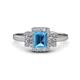 1 - Jessica Rainbow Emerald Cut Blue Topaz with Round and Princess Cut Diamond Engagement Ring 