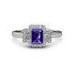 1 - Jessica Rainbow Emerald Cut Iolite with Round and Princess Cut Diamond Engagement Ring 