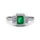 1 - Jessica Rainbow Emerald Cut Lab Created Emerald with Round and Princess Cut Diamond Engagement Ring 