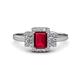 1 - Jessica Rainbow Emerald Cut Lab Created Ruby with Round and Princess Cut Diamond Engagement Ring 