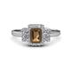 1 - Jessica Rainbow Emerald Cut Smoky Quartz with Round and Princess Cut Diamond Engagement Ring 
