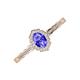 3 - Flora Desire Oval Cut Tanzanite and Round Diamond Vintage Scallop Halo Engagement Ring 
