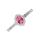 3 - Flora Desire Oval Cut Pink Tourmaline and Round Diamond Vintage Scallop Halo Engagement Ring 