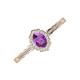 3 - Flora Desire Oval Cut Amethyst and Round Diamond Vintage Scallop Halo Engagement Ring 