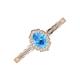 3 - Flora Desire Oval Cut Blue Topaz and Round Diamond Vintage Scallop Halo Engagement Ring 