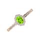 3 - Flora Desire Oval Cut Peridot and Round Diamond Vintage Scallop Halo Engagement Ring 