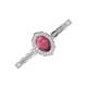 3 - Flora Desire Oval Cut Rhodolite Garnet and Round Diamond Vintage Scallop Halo Engagement Ring 