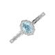 3 - Flora Desire Oval Cut Aquamarine and Round Diamond Vintage Scallop Halo Engagement Ring 