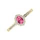 3 - Flora Desire Oval Cut Pink Tourmaline and Round Diamond Vintage Scallop Halo Engagement Ring 