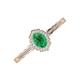 3 - Flora Desire Oval Cut Emerald and Round Diamond Vintage Scallop Halo Engagement Ring 