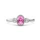 1 - Nikolia Desire Oval Cut Pink Sapphire and Round Diamond Three Stone Engagement Ring 