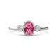 1 - Nikolia Desire Oval Cut Pink Tourmaline and Round Diamond Three Stone Engagement Ring 