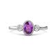 1 - Nikolia Desire Oval Cut Amethyst and Round Diamond Three Stone Engagement Ring 
