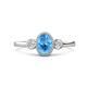 1 - Nikolia Desire Oval Cut Blue Topaz and Round Diamond Three Stone Engagement Ring 