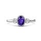1 - Nikolia Desire Oval Cut Iolite and Round Diamond Three Stone Engagement Ring 