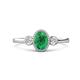 1 - Nikolia Desire Oval Cut Emerald and Round Diamond Three Stone Engagement Ring 