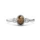 1 - Nikolia Desire Oval Cut Smoky Quartz and Round Diamond Three Stone Engagement Ring 
