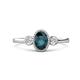 1 - Nikolia Desire Oval Cut London Blue Topaz and Round Diamond Three Stone Engagement Ring 