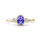 1 - Nikolia Desire Oval Cut Tanzanite and Round Diamond Three Stone Engagement Ring 