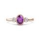 1 - Nikolia Desire Oval Cut Amethyst and Round Diamond Three Stone Engagement Ring 