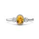 1 - Nikolia Desire Oval Cut Citrine and Round Diamond Three Stone Engagement Ring 