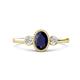 1 - Nikolia Desire Oval Cut Blue Sapphire and Round Diamond Three Stone Engagement Ring 