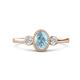 1 - Nikolia Desire Oval Cut Aquamarine and Round Diamond Three Stone Engagement Ring 