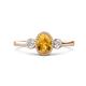 1 - Nikolia Desire Oval Cut Citrine and Round Diamond Three Stone Engagement Ring 