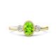 1 - Nikolia Desire Oval Cut Peridot and Round Diamond Three Stone Engagement Ring 