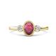 1 - Nikolia Desire Oval Cut Rhodolite Garnet and Round Diamond Three Stone Engagement Ring 